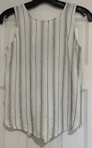 LOFT Boho Open Tie Back Size Petite S Sleeveless Textured Vertical Stripe Blouse - Picture 1 of 7