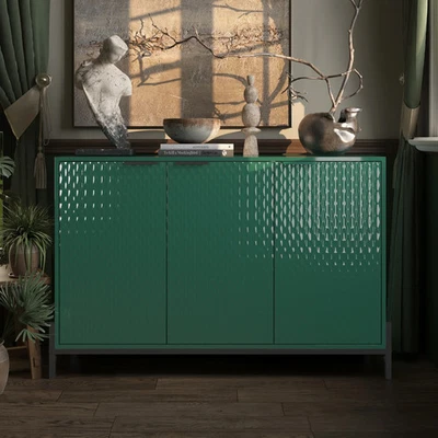 Modern Green High Gloss 3-Door Cabinet - Buffet Sideboard - Image 1 of 4