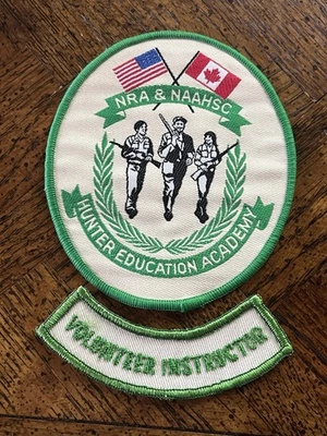 VINTAGE “NRA & NAAHSC HUNTER EDUCATION ACADEMY" VOLUNTEER INSTRUCTOR PATCH - Image 1 of 4