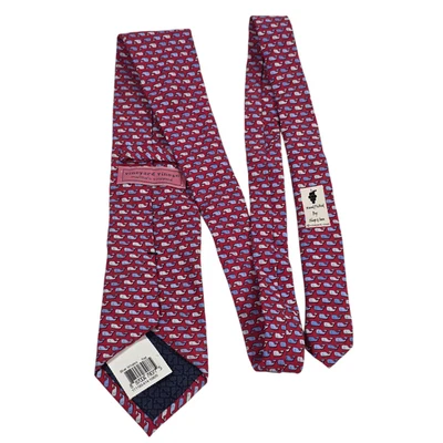 Gravata masculina Vineyard Vines vermelha azul baleia seda EUA designer clássico luxo nova com etiquetas - Imagem 1 de 4