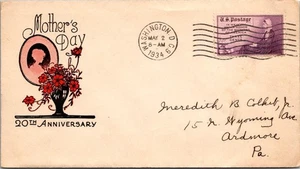 FDC 1934 SC #738 Black/Red Cachet - Washington DC - Single - J20812 - Picture 1 of 2