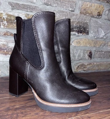 Mujer NATURALIZER Marrón Guijarro Imitación Cuero Bloque Tacón Alto Botas Talla 7 W Foto 1 de 4