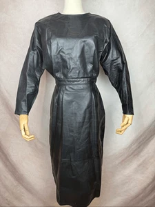 Vestido de cuero de diseñador vintage años 80 Vakko New York Alt Goth Grunge años 90 - Imagen 1 de 11
