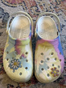 Crocs Rainbow Tie Dye Mules Clogs Slip-on Comfort Sz 7 Mens 9 Womens - Picture 1 of 6