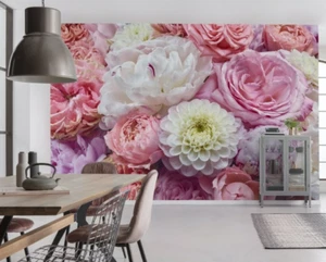 Floral photo wallpaper dinning room 368x254cm paper wall decor pink purple - Picture 1 of 6