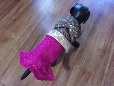 dog mermaid costume,Halloween,shiny pink&multi-colors, XS*(read size details) - Image 1 of 4