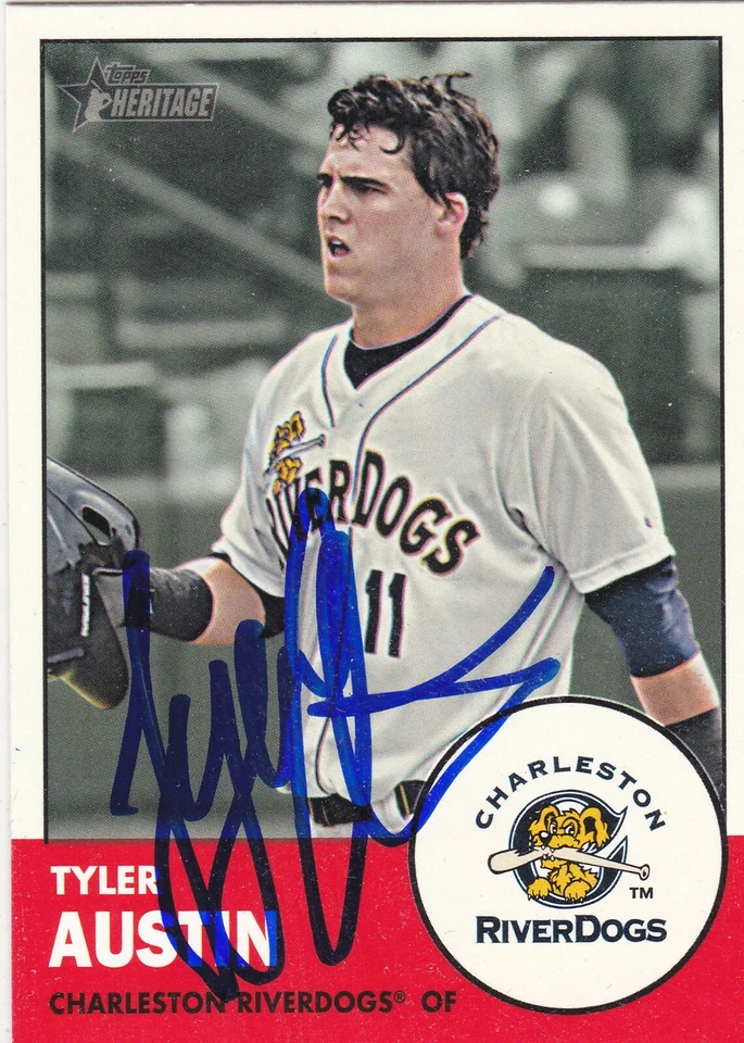 Tarjeta firmada 2012 por Tyler Austin Charleston Riverdogs Yankees Twins Brewers Giants Foto 1 de 1