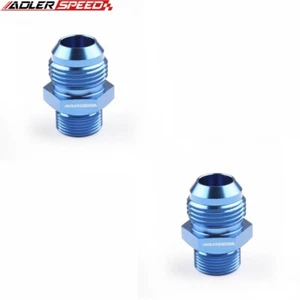US 2PCS -12AN AN12 Male Flare To M24 x 1.5 Metric Straight Fitting Adapter Blue - Picture 1 of 7