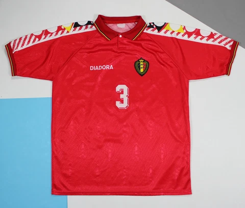 Vintage 1995 - 1996 MATCH WORN Belgium Shirt Dirk Medved Cover