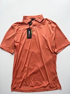 RLX Ralph Lauren Wicking UV Sand Hollow Striped Polo Shirt Orange / White ( S )