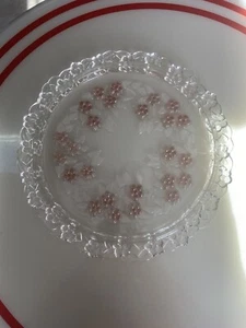 Mikasa Bella Rosa Platter Round Crystal Flower Glass Vintage Pink Rose 13.25” - Picture 1 of 8