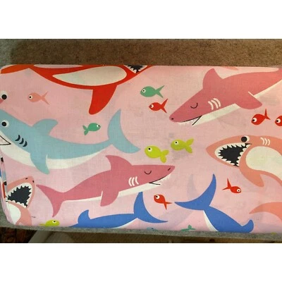 New ListingPink Baby Shark Cotton fabric Alexander Henry larger scale choice of size 44"w