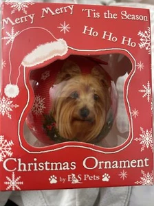 New E & S PETS CHRISTMAS XMAS Ball Ornament YORKIE Dog Shatter Proof 3” - Picture 1 of 2
