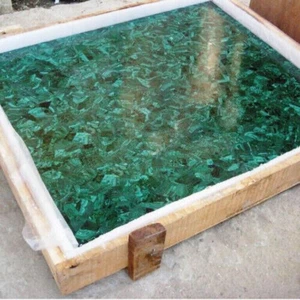 18" Malachite Stone Coffee Table Top Random Inlay Art Center Table Outdoor Deco - Imagen 1 de 7