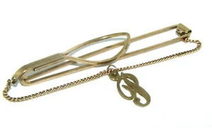 Mens Gents 9ct 9carat Yellow Gold Tie-Clip With An Initial P Pendant - Picture 1 of 6