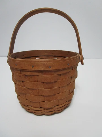 Vintage 1988 Longaberger Small Fruit Gathering Basket Only with Handle Signed Cover