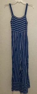 Forever 21 Blue & White Striped Sleeveless Jumpsuit With Wide-Leg Design Size S - Picture 1 of 5