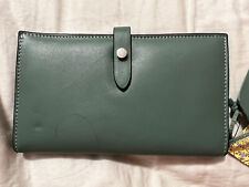 Soft  Handcrafted Leather Women's  Continental Wallet Faded  Green  NWT