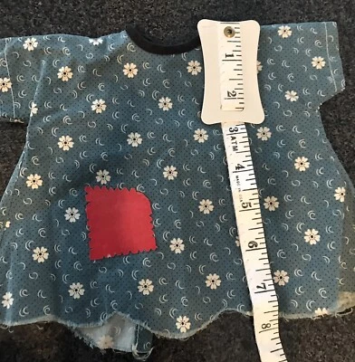 Vintage Doll Bisque Blue Top Textile Patched Hand-stitched - Image 1 of 4