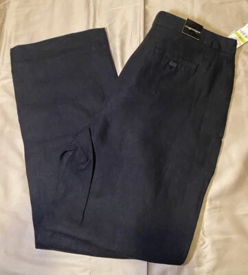 Pantalones de lino Charter Club Core Essentials calce clásico para mujer talla 14 negros Foto 1 de 4