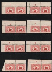 AUSTRALIA GV 1929 CONTROL BLOCKS OF 2 x 8 SG 119 Hinged in Margin - Picture 1 of 2