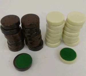 30 Vintage Backgammon Pieces Brown Swirl And Ivory Magnetic Felt Replacement - Picture 1 of 6