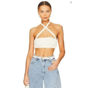 Neu WeWoreWhat Neckholder-BH-Oberteil zum Binden für Damen weites Ripp elfenbein Sommer XS - Bild 1 von 6