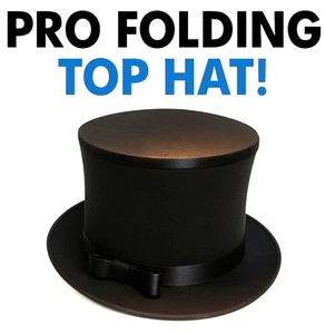 PRO FOLDING TOP HAT Collapsible Magician Costume Magic Trick Spring Black Pop Up - Picture 1 of 11