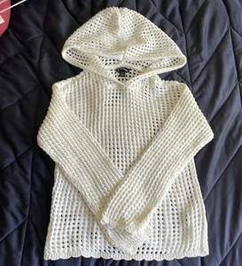 Art Class White Loose Knit Hooded Pullover Sweater Girls’ XL 14 - Picture 1 of 4
