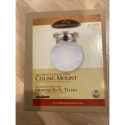 Design House Millbridge Collection 511592 6"W Ceiling Mount White Globe - Nickel - Image 1 of 4