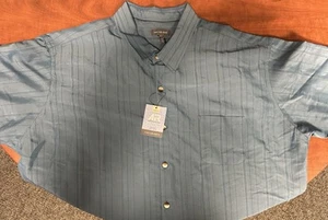 Van Heusen Classic Fit XXL 18/18,5 Camicia Uomo Manica Corta Cammeo Blu Nuova con etichette - Foto 1 di 8
