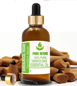 Pure Herbs Sandalwood Indian Santalum Album 100% Pure & Natural Essential Oil - Picture 1 of 51