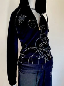 Y2K Bcbg Tracksuits Set Butterfly rhinestone hooded 2 pice bcbg suit M - Picture 1 of 4