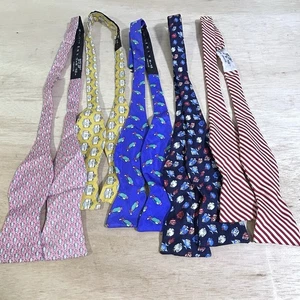 VINTAGE Lot 5 Bow Tie Silk Patterned Adjustable Burberrys Vineyard Vines Alynn - Picture 1 of 3