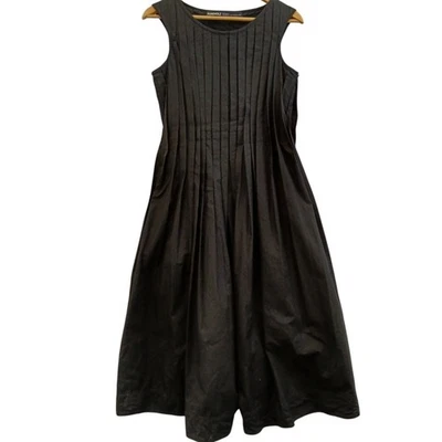 Rundholz Black Cotton Pleated Sleeveless Midi Dress Women's UK Medium - Preloved - Image 1 of 4