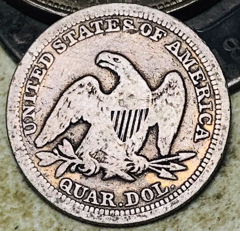 1859 Seated Liberty Quarter 25C Ungraded 90% Silver US Coin CC18294 Cover