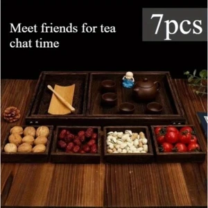 7pc split solid wood tray,wooden tray,tea tray Simple wooden fruit tray tea tray - Picture 1 of 9