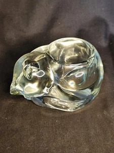 Indiana Glass Co Sleeping Cat Kitten Clear Votive Glass Candle Holder  - Picture 1 of 9