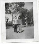 China Cultural Revolution two girls wear Mao badges photo 2.5x2 in 照