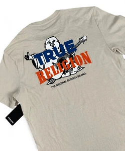NWT True Religion Buddha Guitar Tee Beige Cotton Shirt Size M - Picture 1 of 9