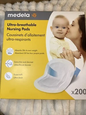 Almohadillas de lactancia ultra transpirables medela 200 protectores envueltos individualmente delgados Foto 1 de 4