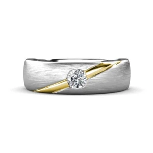 Round Lab Grown Diamond Men Wedding Band (5.0 mm) in 10K Gold JP: 380306 - Picture 1 of 25