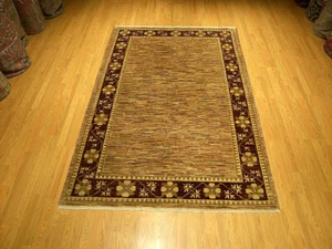 Alfombra Gabbah afgana de buena calidad hecha a mano 5 x 8 teñida de verduras hilada a mano lana fina - Imagen 1 de 9