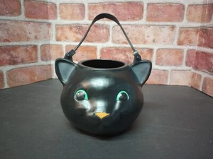 Hallmark Cards Black Cat Halloween Candy Pail Bucket Blow Mold - Picture 1 of 8