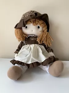 SUNNY TOYS Vintage Rag Cloth Doll Brown Dress Bloomers 45cms Made in Korea - Picture 1 of 12