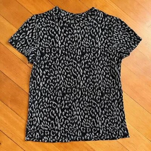 Primark Vintage Y2K Sparkly Silver Leopard Girls Shirt, Size 12-13 Years - Picture 1 of 8
