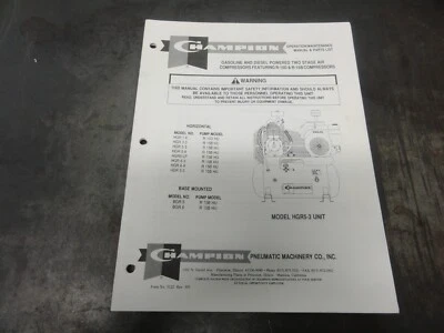 Champion Gasoline and Diesel Air Compressors R-10D & R-15D Compressors Manual - Image 1 of 4