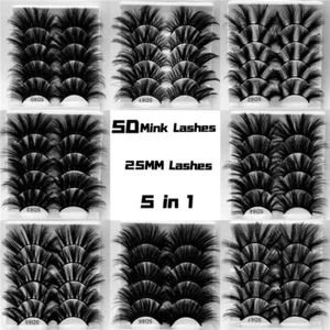 3D 100% Mink Hair Eye Lashes, Very full, Reusable Washable - 5 Pairs ) - Picture 1 of 19