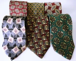 Lot of 6 Men's Ties Tom James Handmade 100% Silk 57 X 4 - Picture 1 of 4