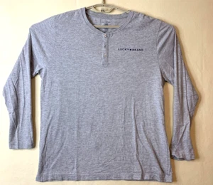 Lucky Brand Henley T Shirt Mens Sleepwear Large Long Sleeve Gray Spellout Sz L - Picture 1 of 9